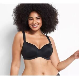 Cacique Lightly Lined Balconette Bra Size 44DD Black